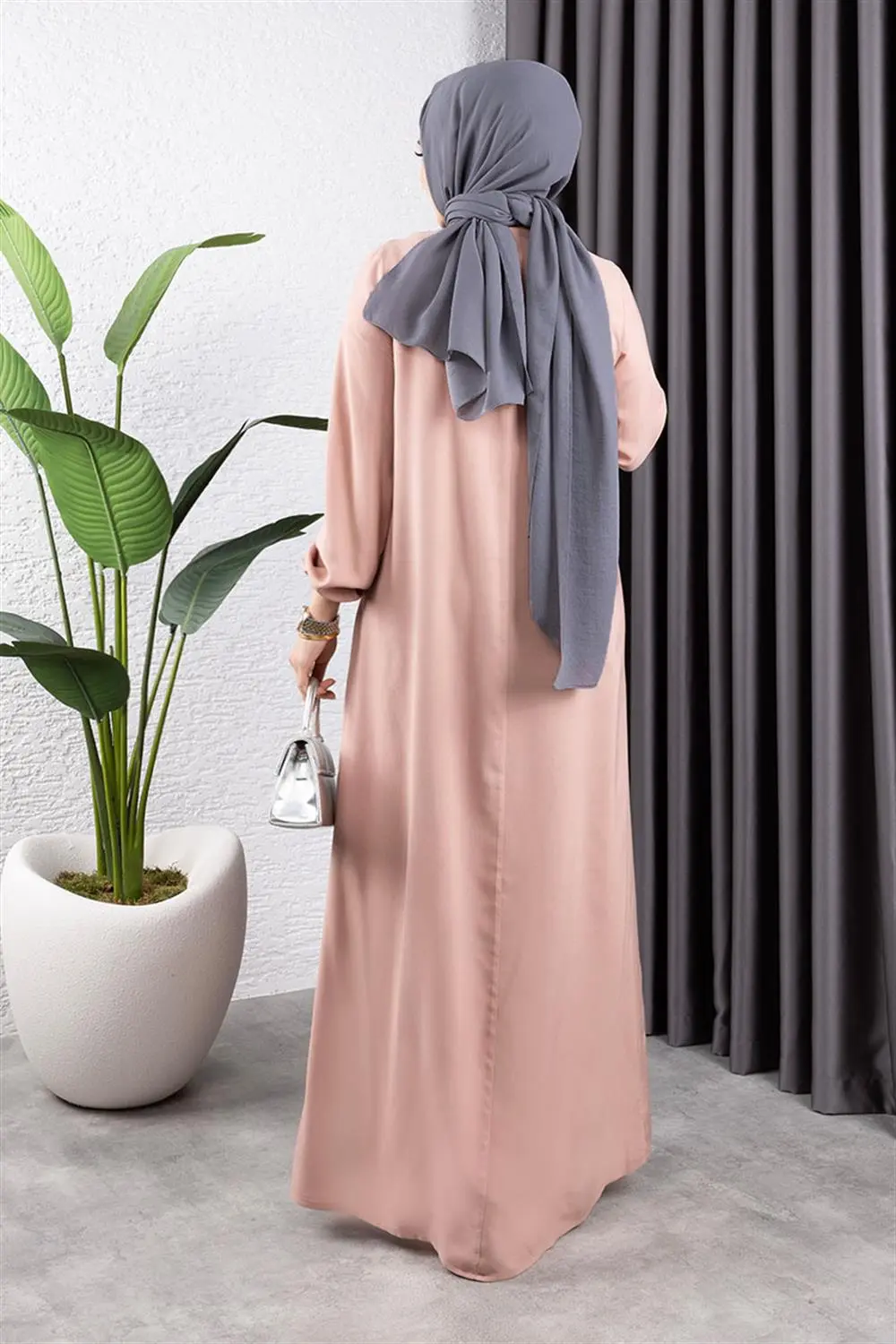 Yarım Düğmeli Viskon Elbise-detail