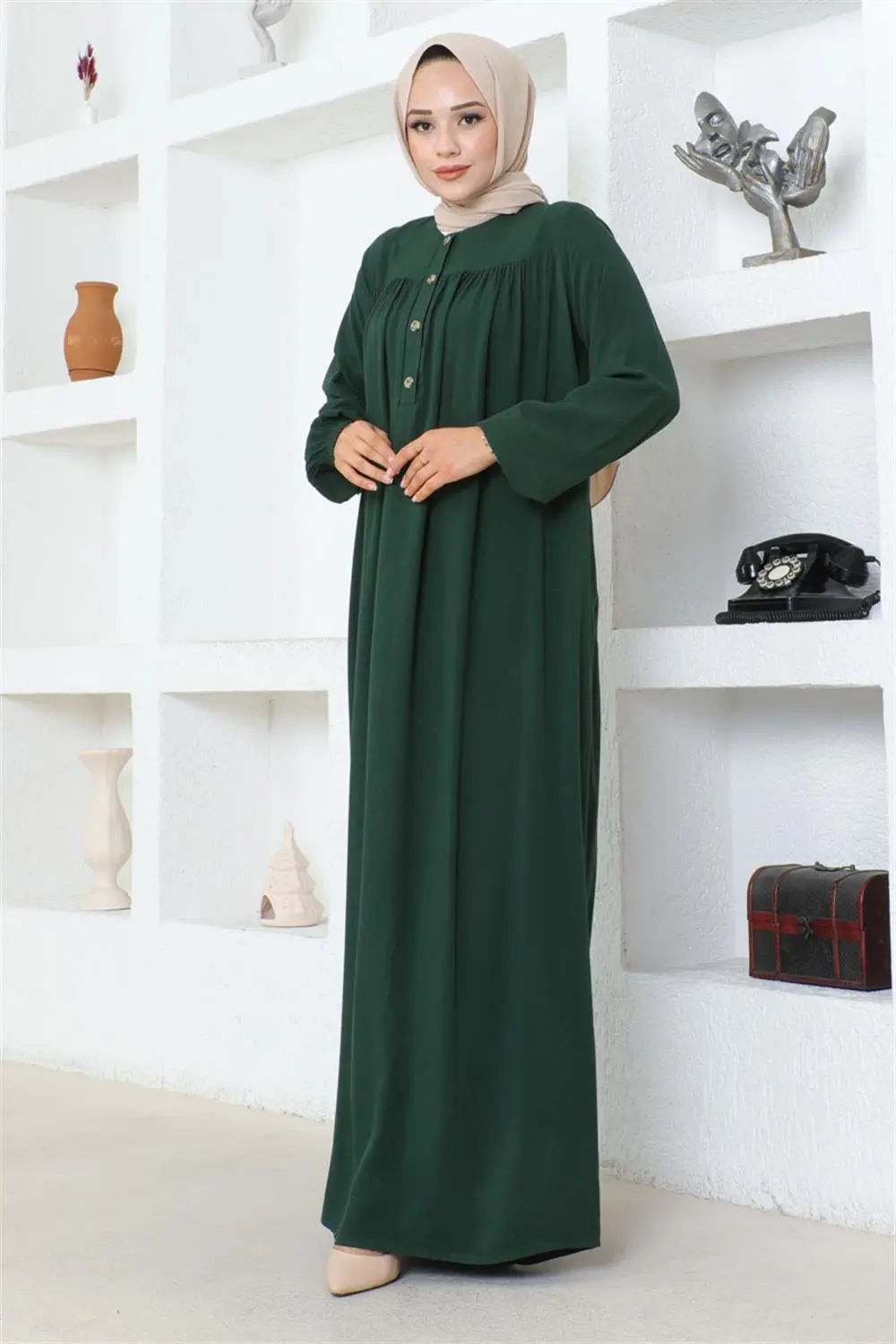 Yarım Düğmeli Viskon Elbise-detail