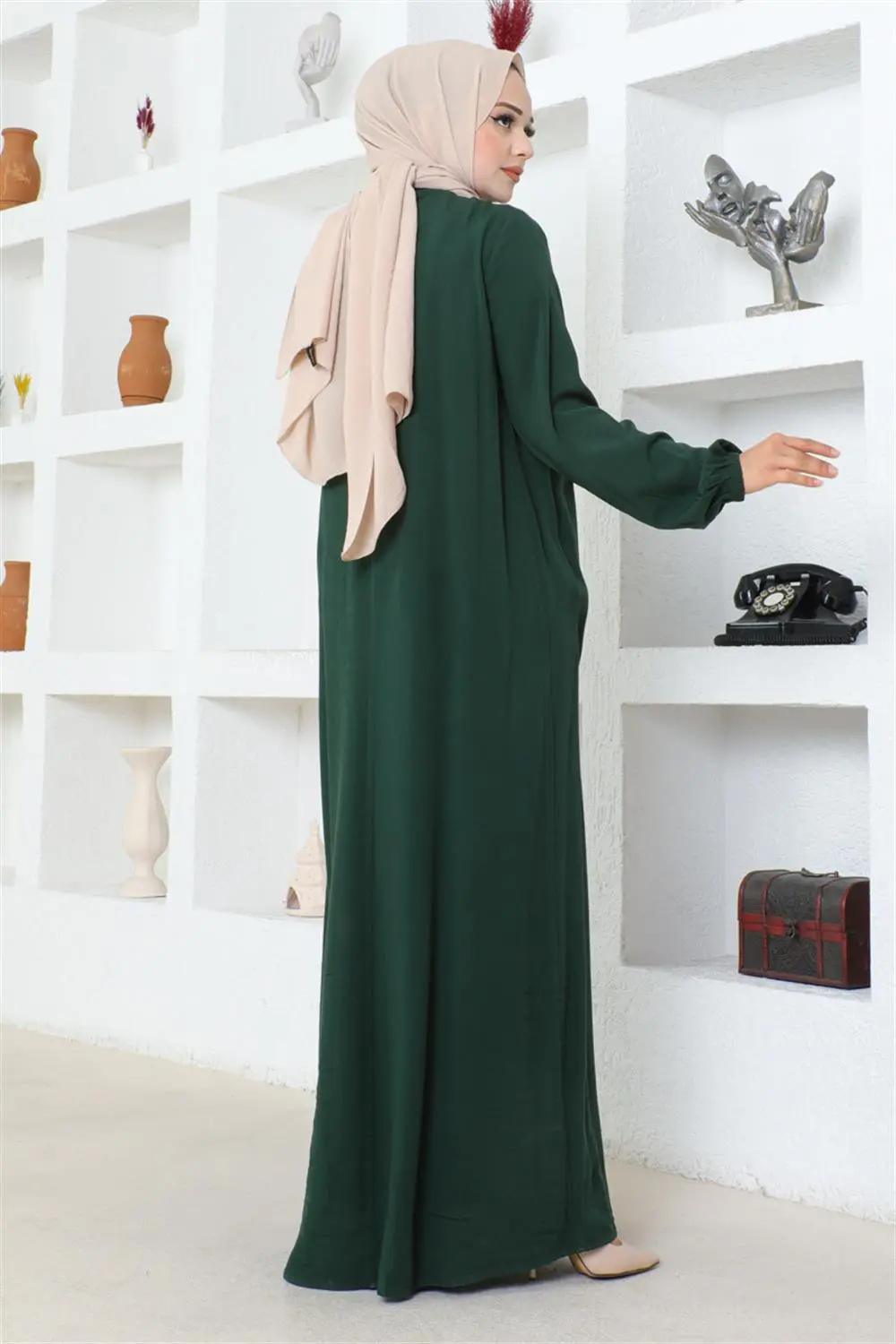 Yarım Düğmeli Viskon Elbise-detail