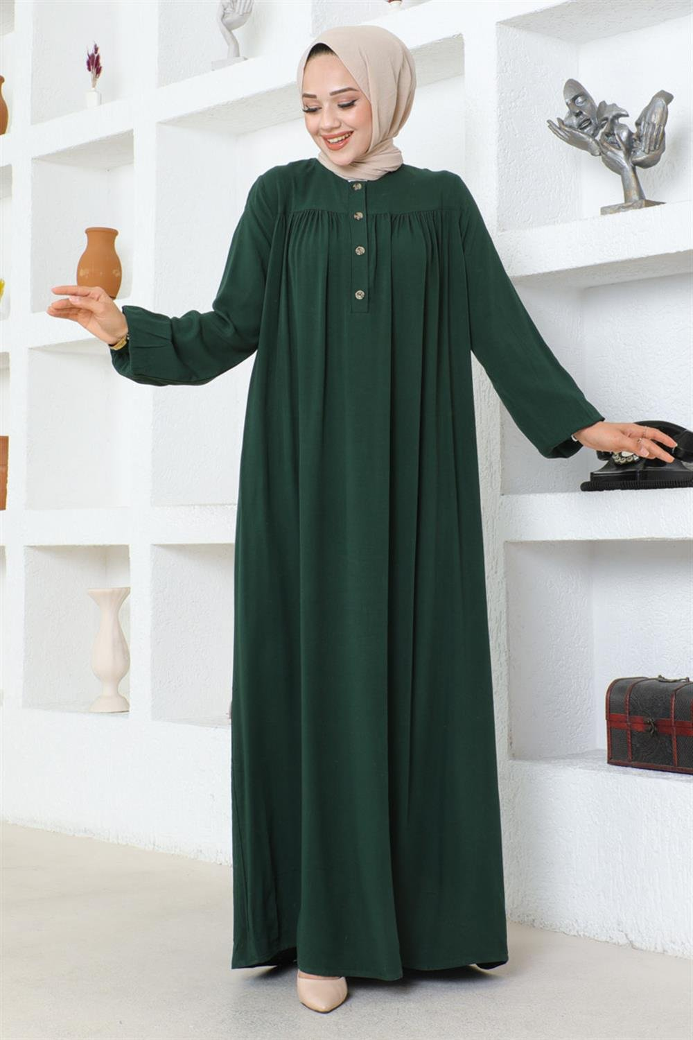 Half Buttoned Viscose Dress