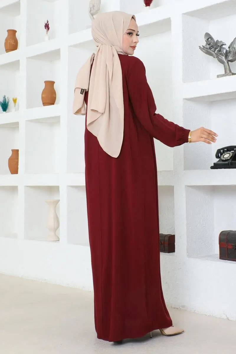 Yarım Düğmeli Viskon Elbise-detail