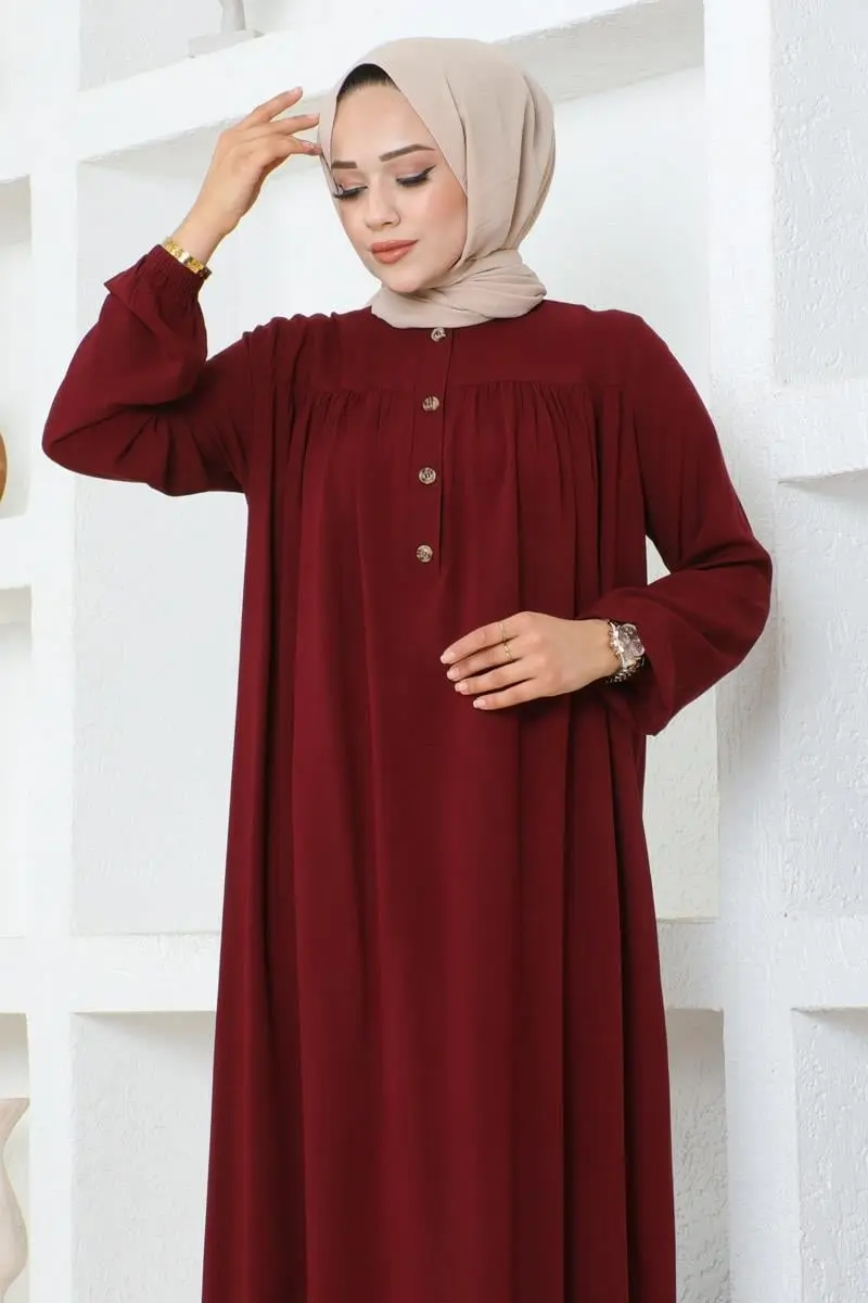 Yarım Düğmeli Viskon Elbise-detail