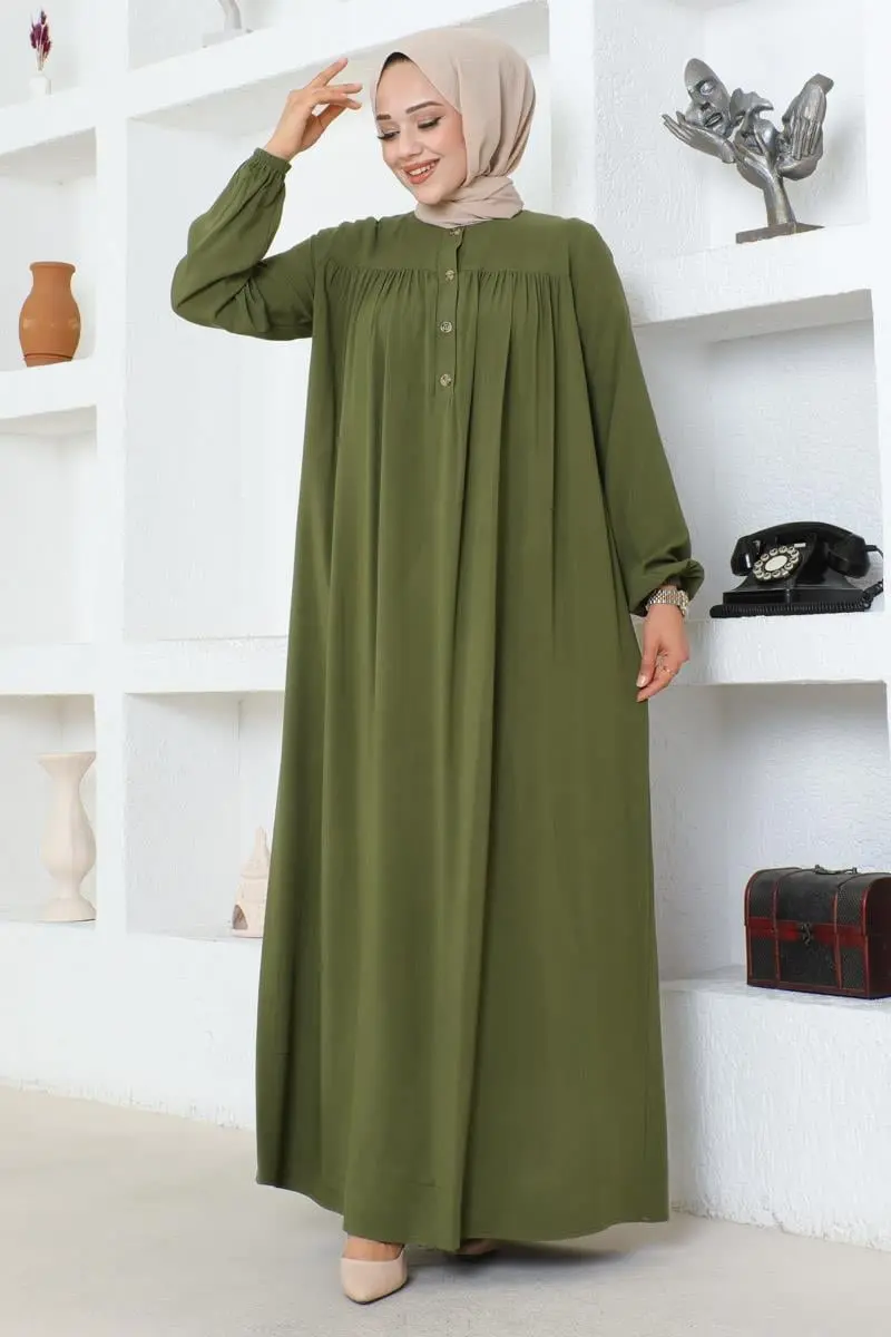 Yarım Düğmeli Viskon Elbise-detail