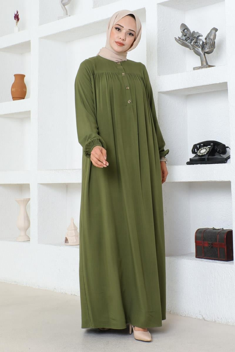 Half Button Viscose Dress