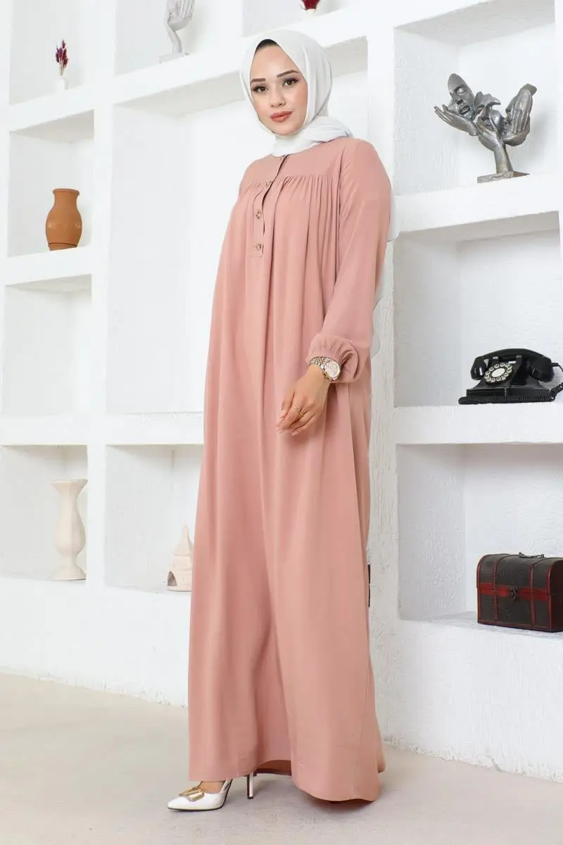 Yarım Düğmeli Viskon Elbise-detail