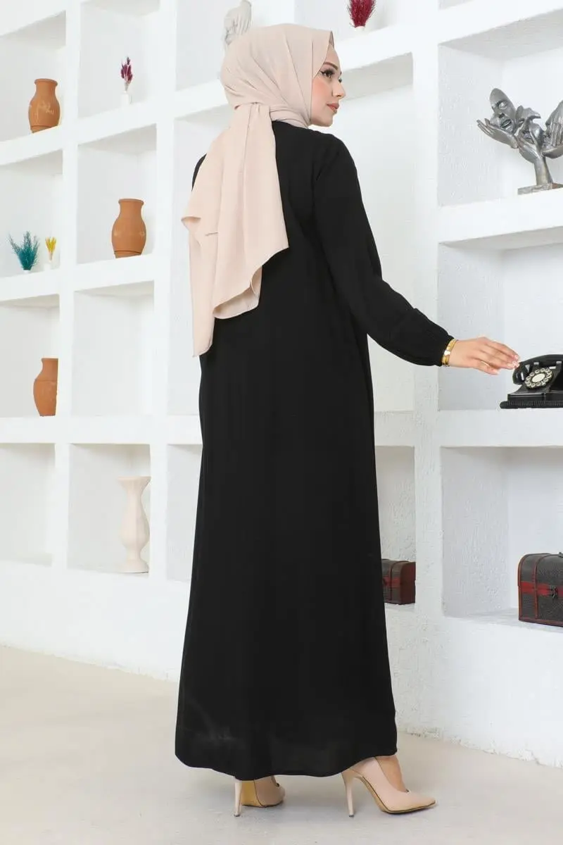 Yarım Düğmeli Viskon Elbise-detail