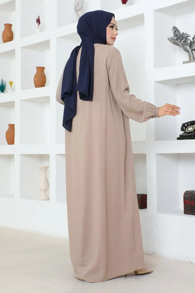 Yarım Düğmeli Viskon Elbise-detail