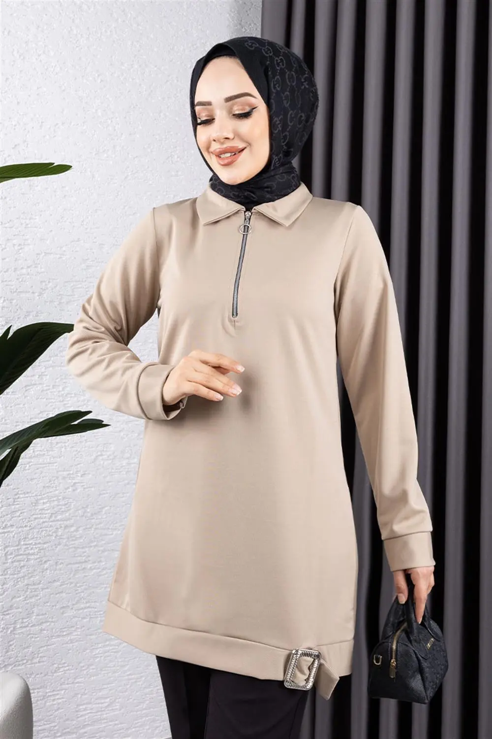 Yarım Fermuarlı Spor Tunik-detail