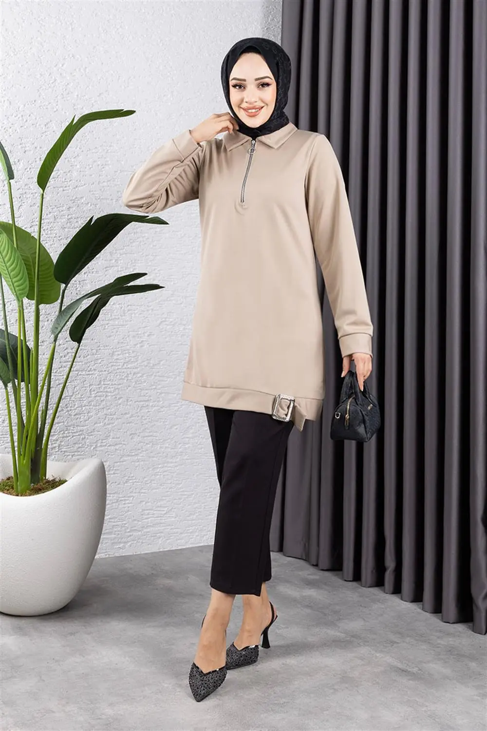 Yarım Fermuarlı Spor Tunik-detail