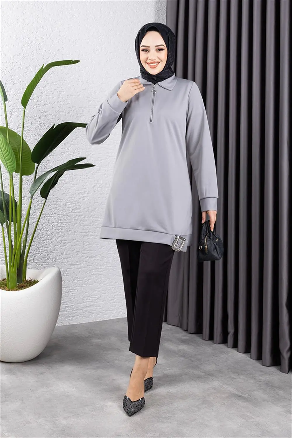 Yarım Fermuarlı Spor Tunik-detail