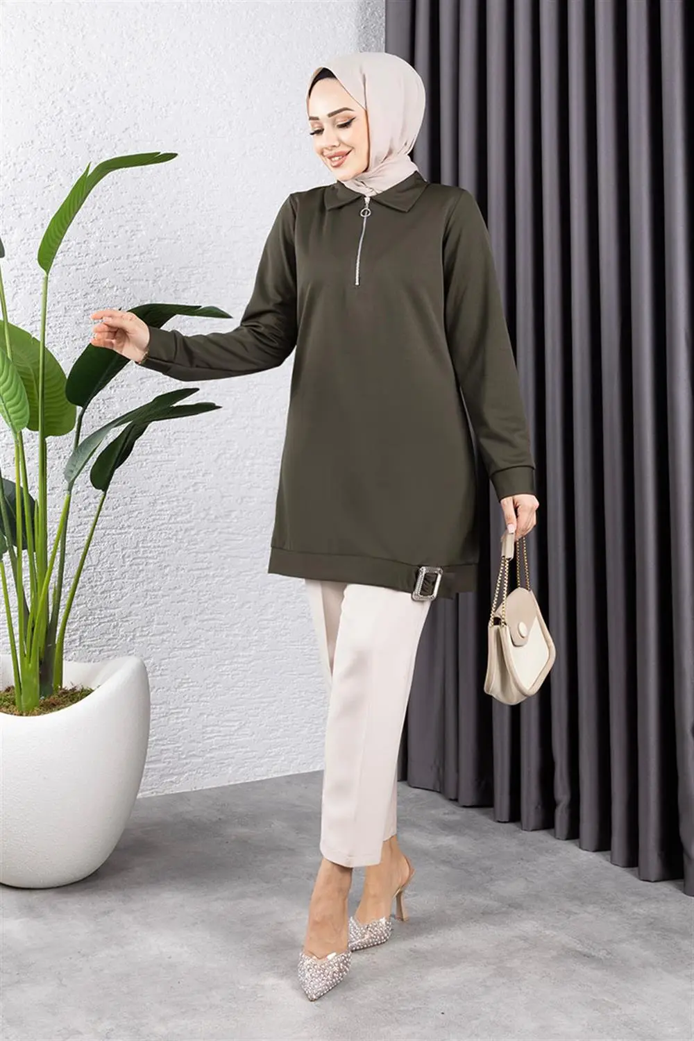 Yarım Fermuarlı Spor Tunik-detail