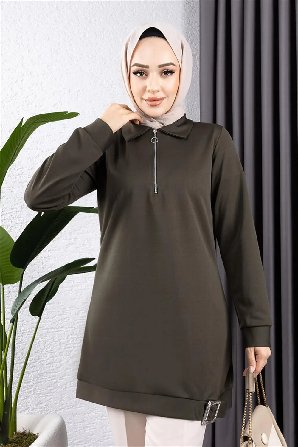 Yarım Fermuarlı Spor Tunik-detail