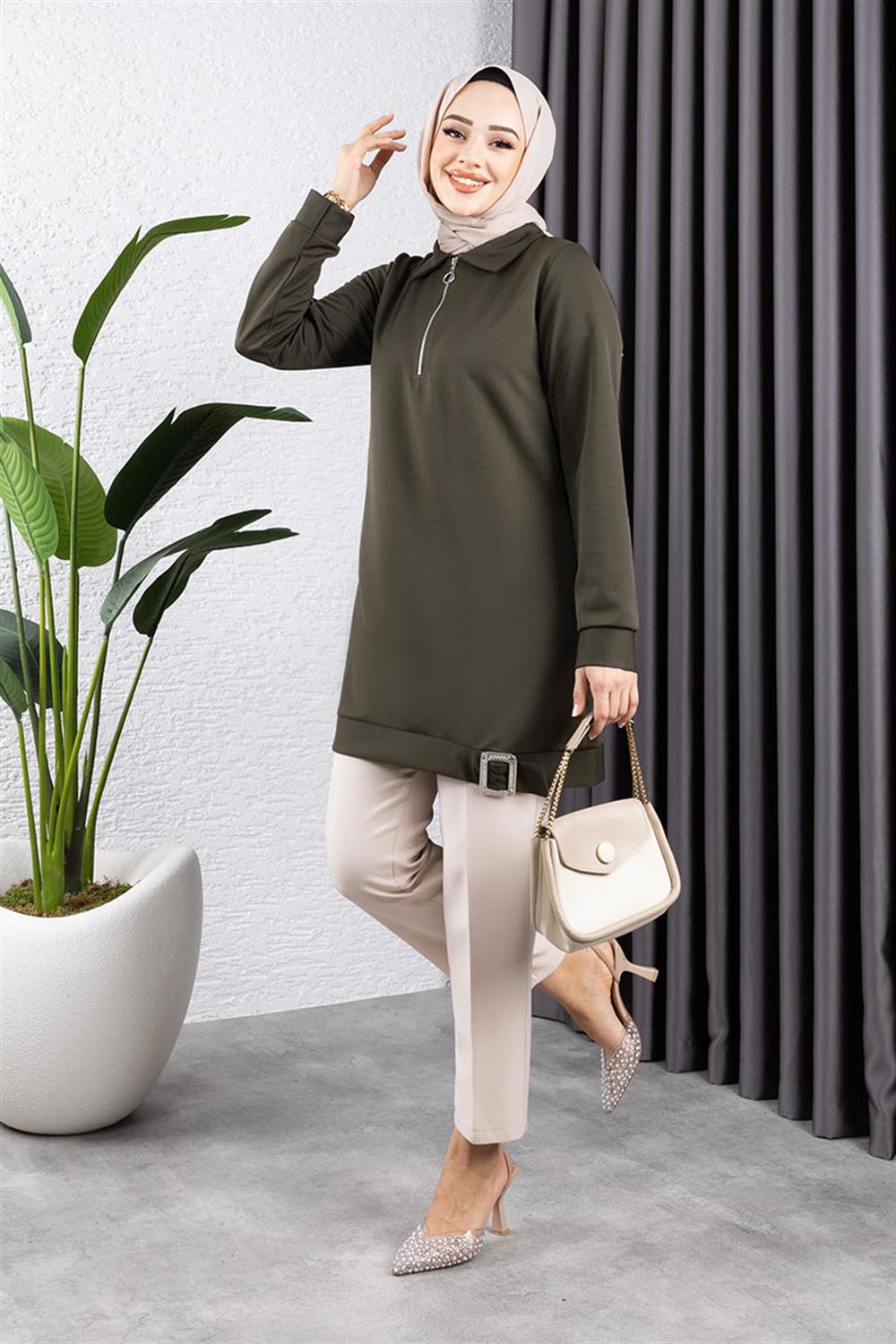 Yarım Fermuarlı Spor Tunik