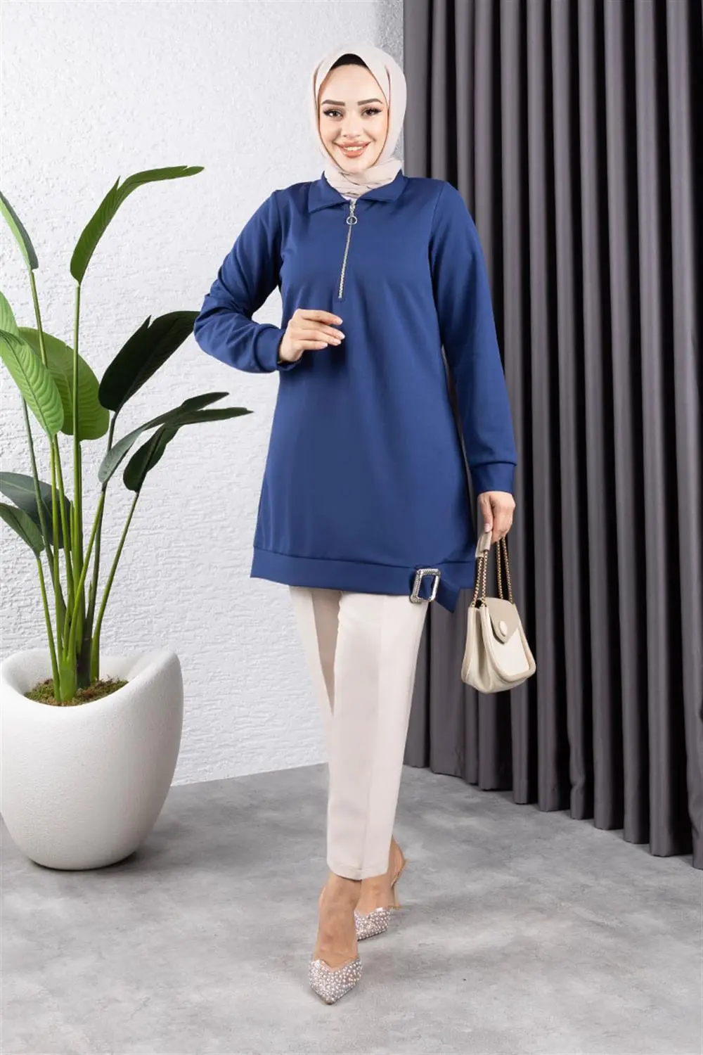 Yarım Fermuarlı Spor Tunik-detail