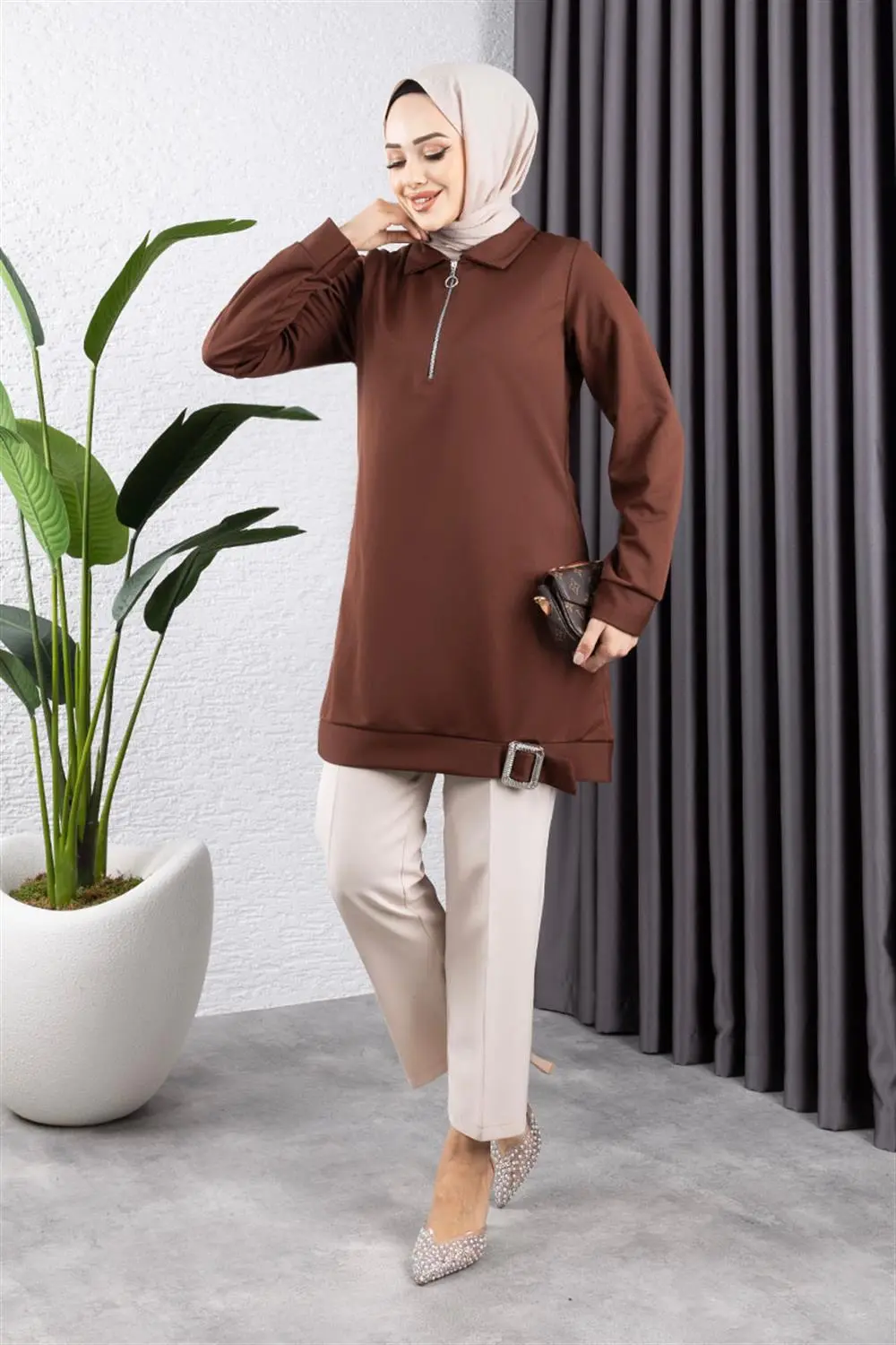 Yarım Fermuarlı Spor Tunik-detail