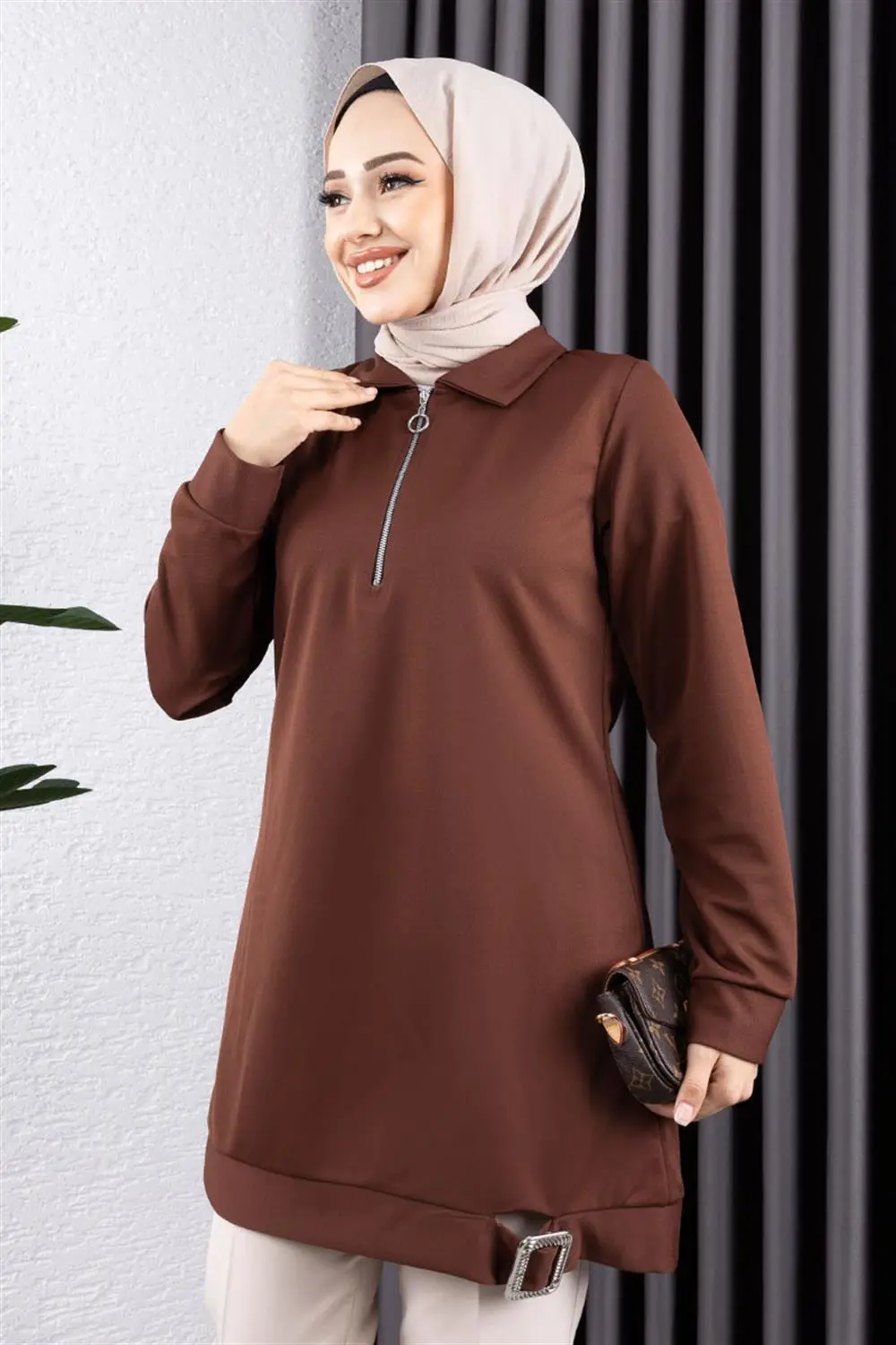 Yarım Fermuarlı Spor Tunik-detail