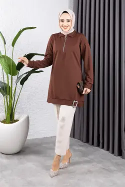 Yarım Fermuarlı Spor Tunik