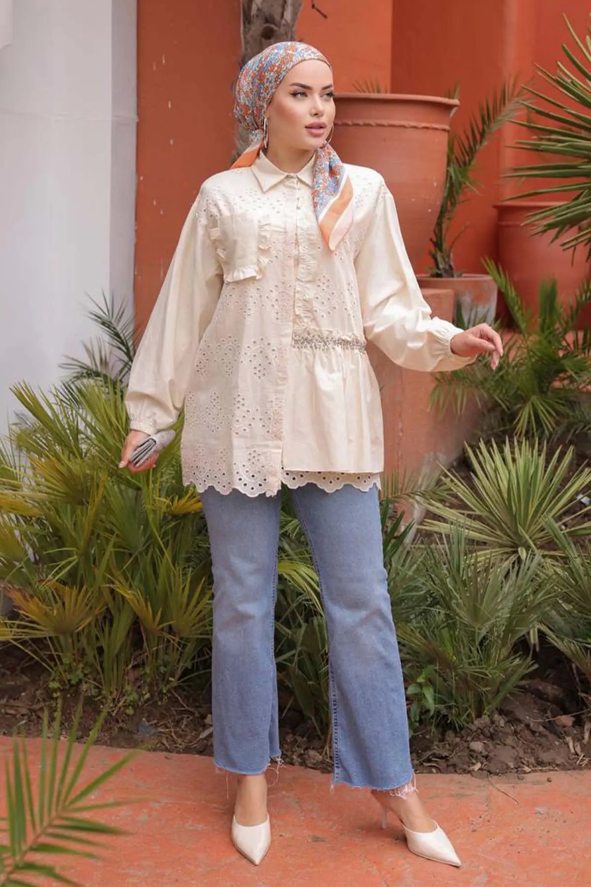 Half Stone Embroidered Shirt-detail