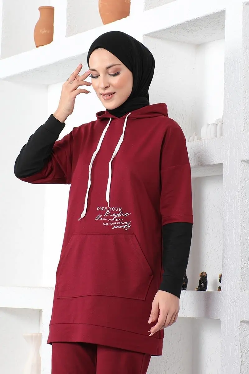 Text Printed Sports Suit-detail