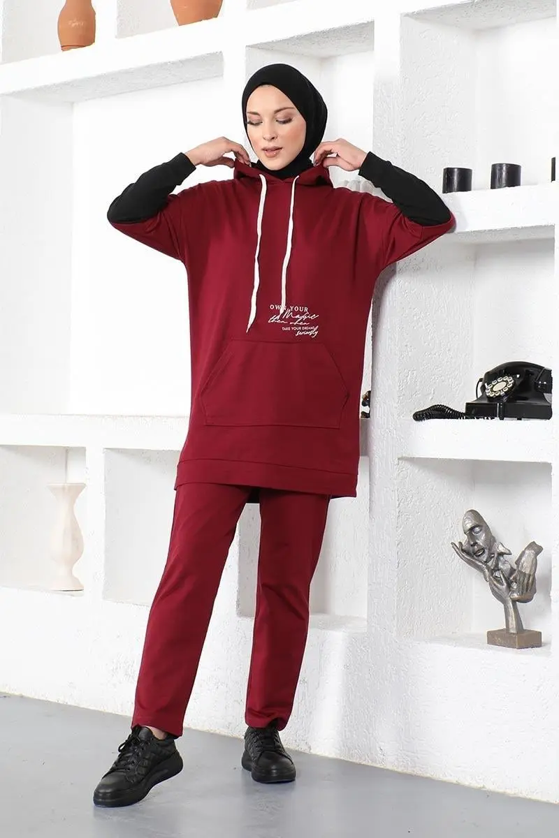 Text Printed Sports Suit-detail