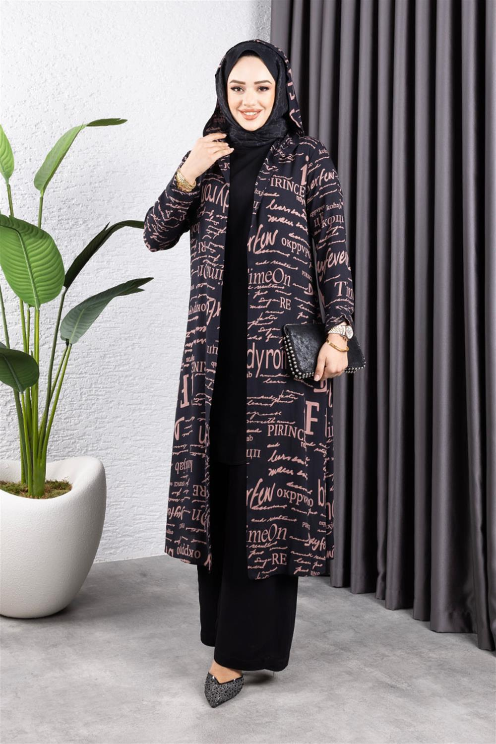 Yazılı 3 Lü Tesettür Takım