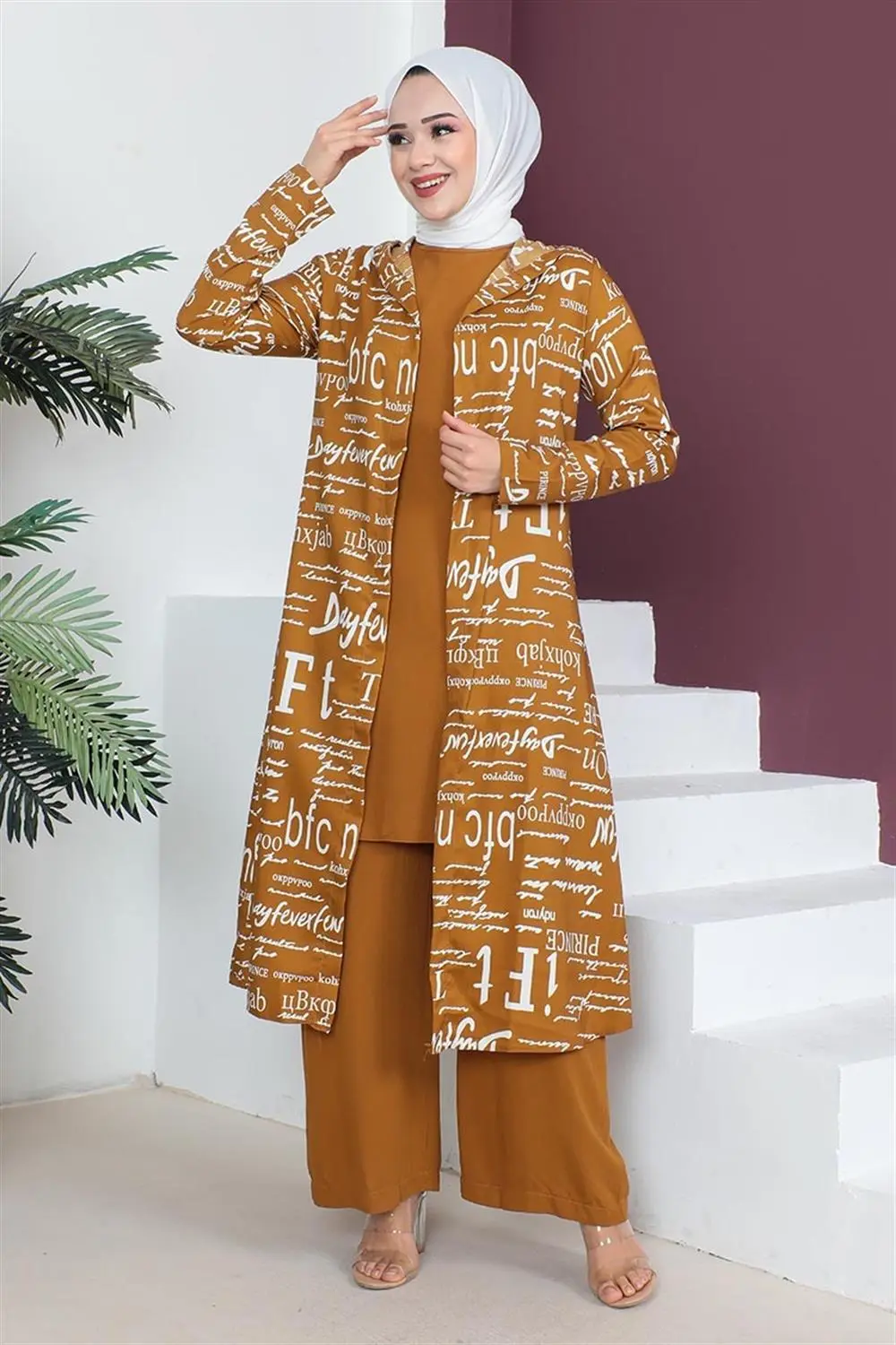 Yazılı 3 Lü Tesettür Takım-detail