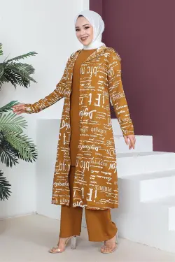 Yazılı 3 Lü Tesettür Takım