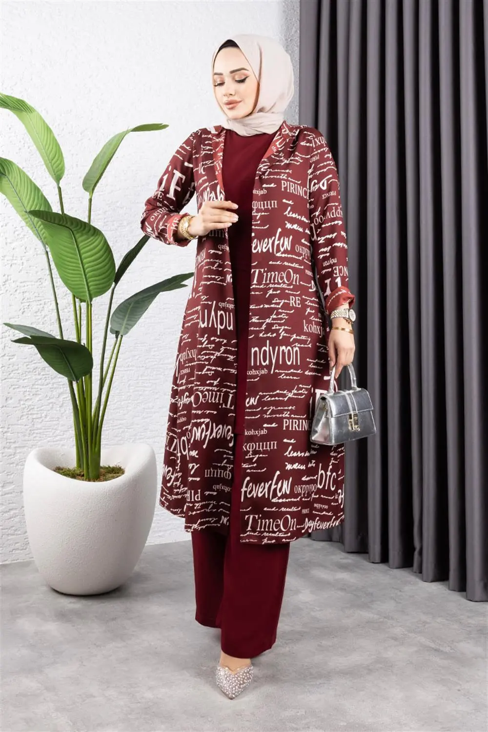 Yazılı 3 Lü Tesettür Takım-detail