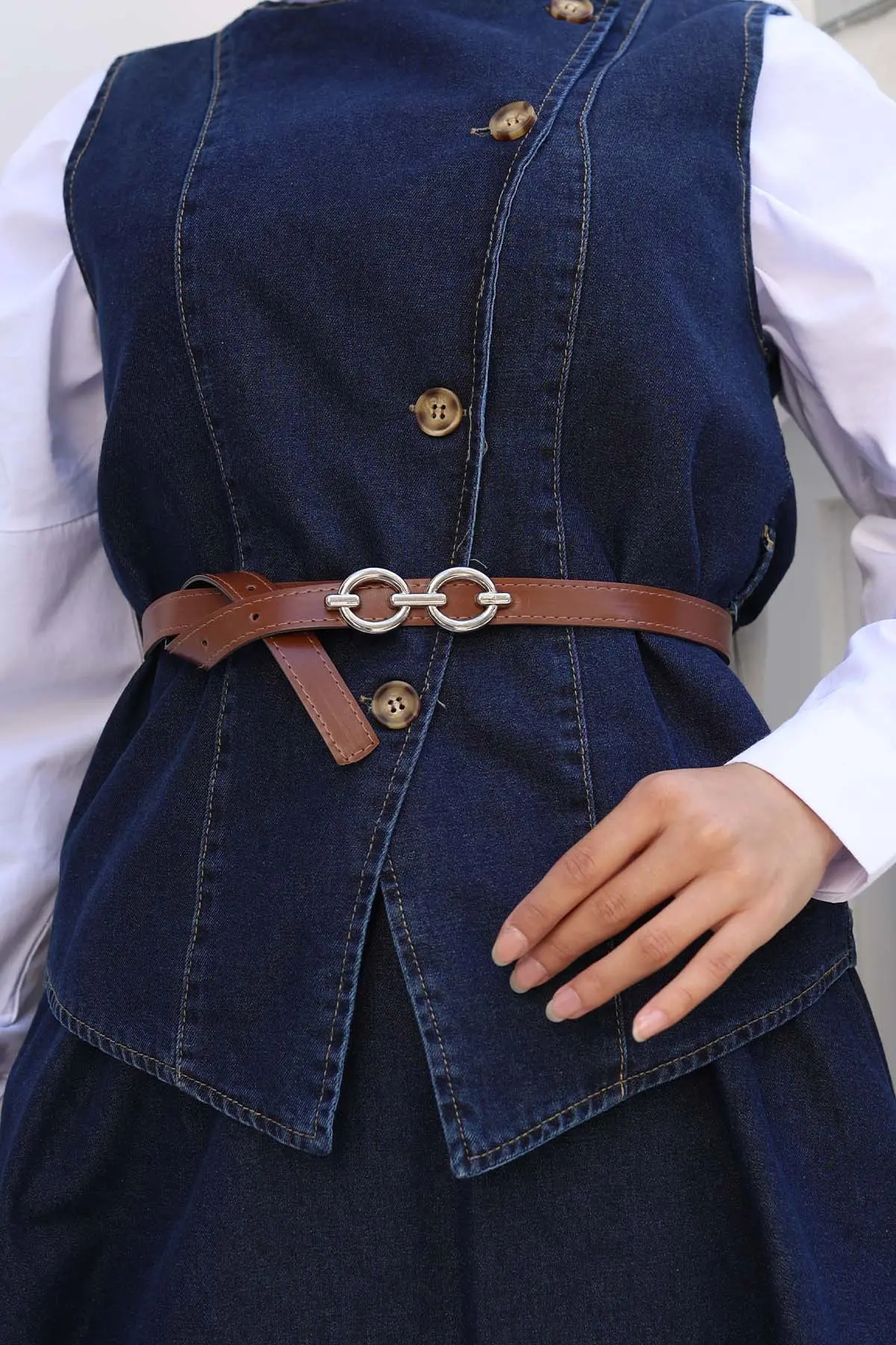 Vest Skirt Two Piece Denim Suit-detail