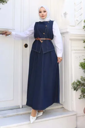 Vest Skirt Two Piece Denim Suit