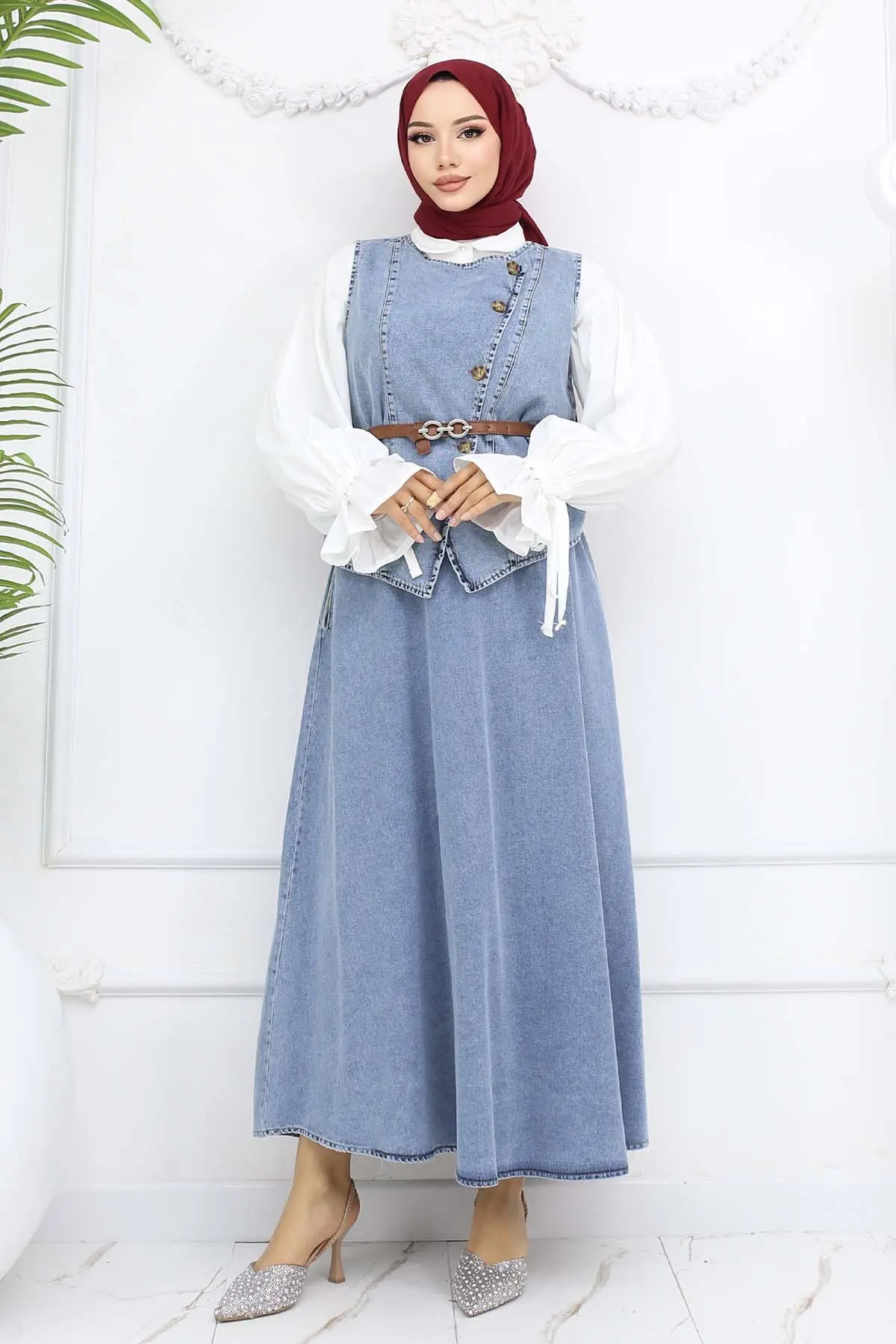 Vest Skirt Double Denim Suit