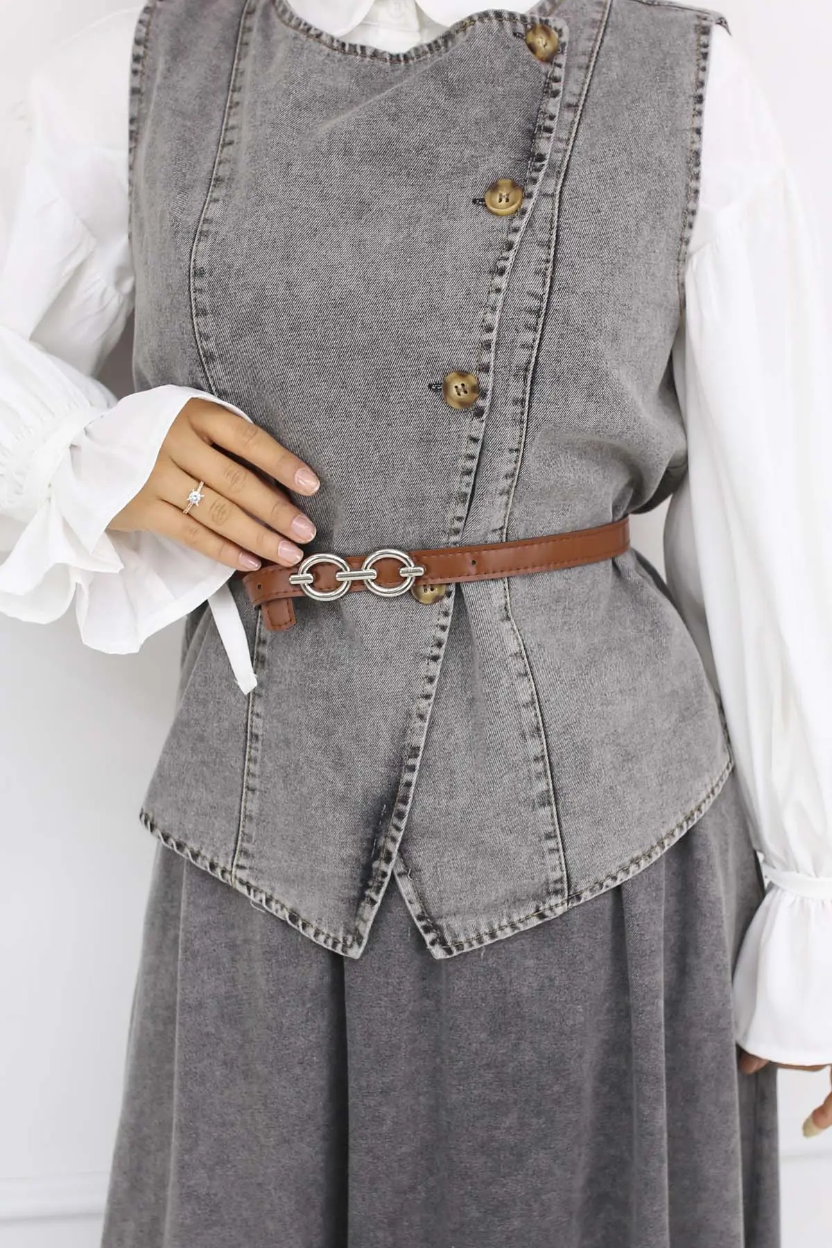 Yelek Etek İkili Kot Takım Gri 357-detail