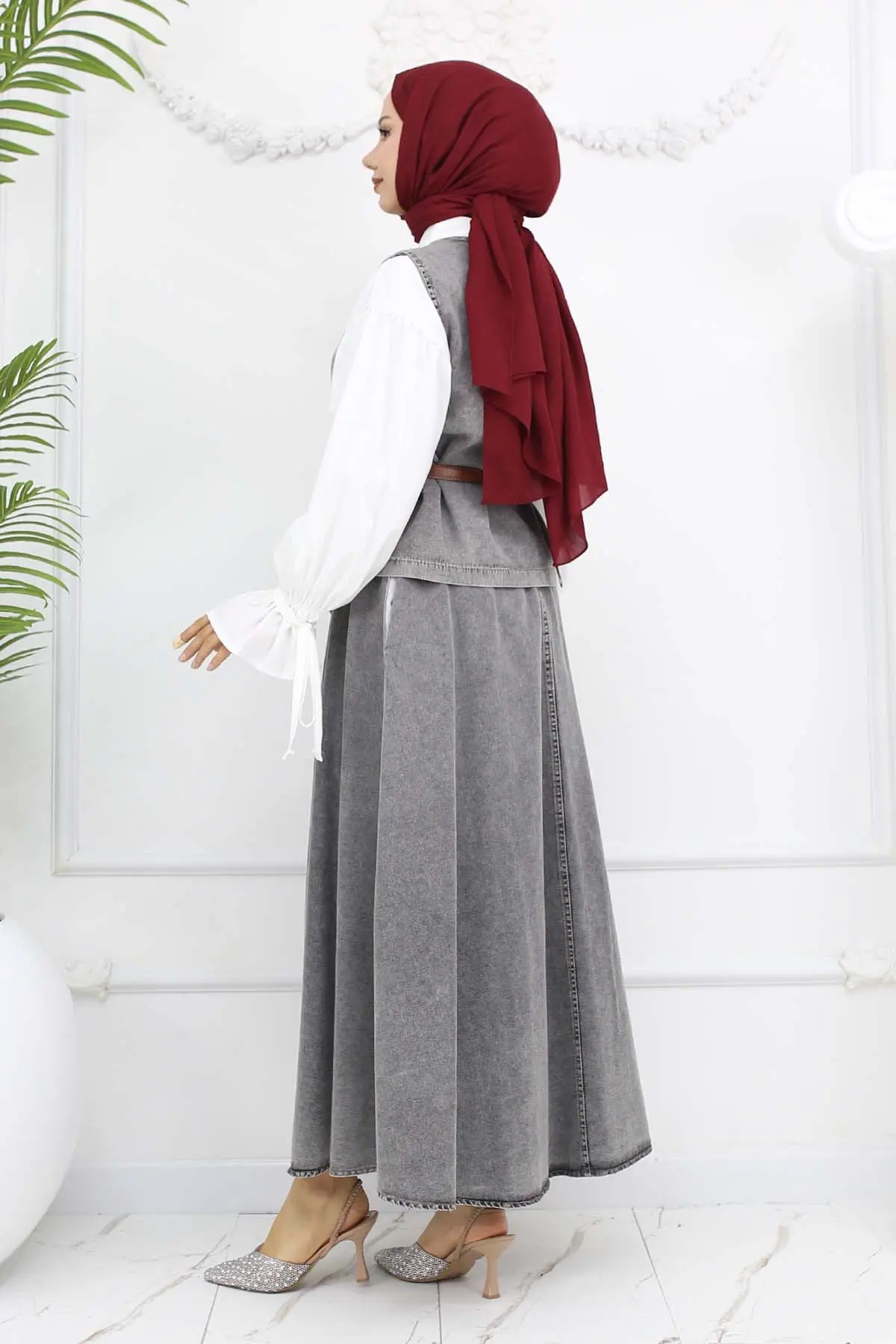 Yelek Etek İkili Kot Takım Gri 357-detail