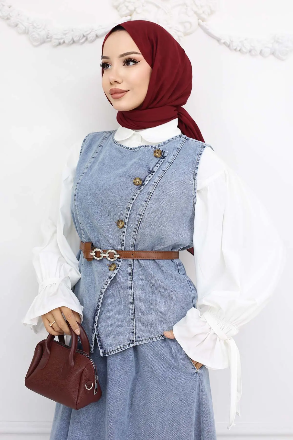 Yelek Etek İkili Kot Takım Mavi 357-detail