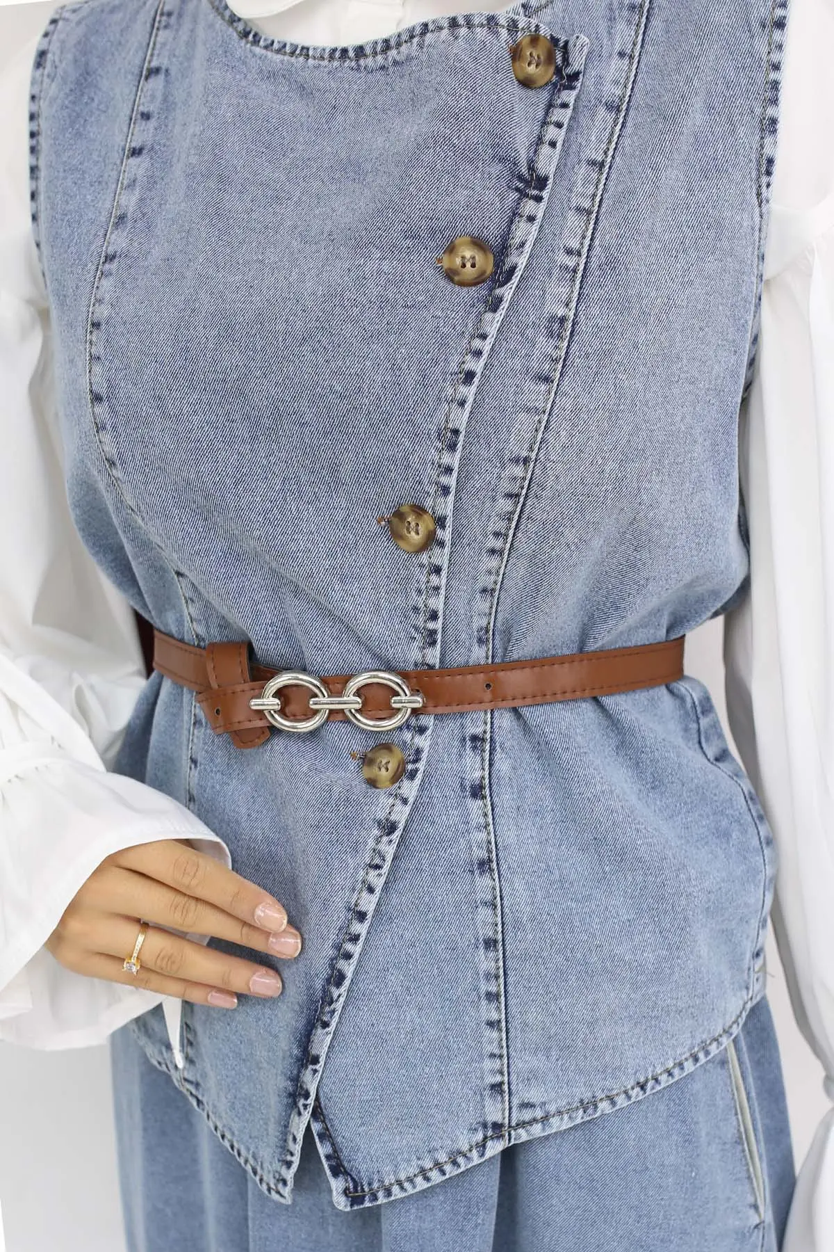 Yelek Etek İkili Kot Takım Mavi 357-detail