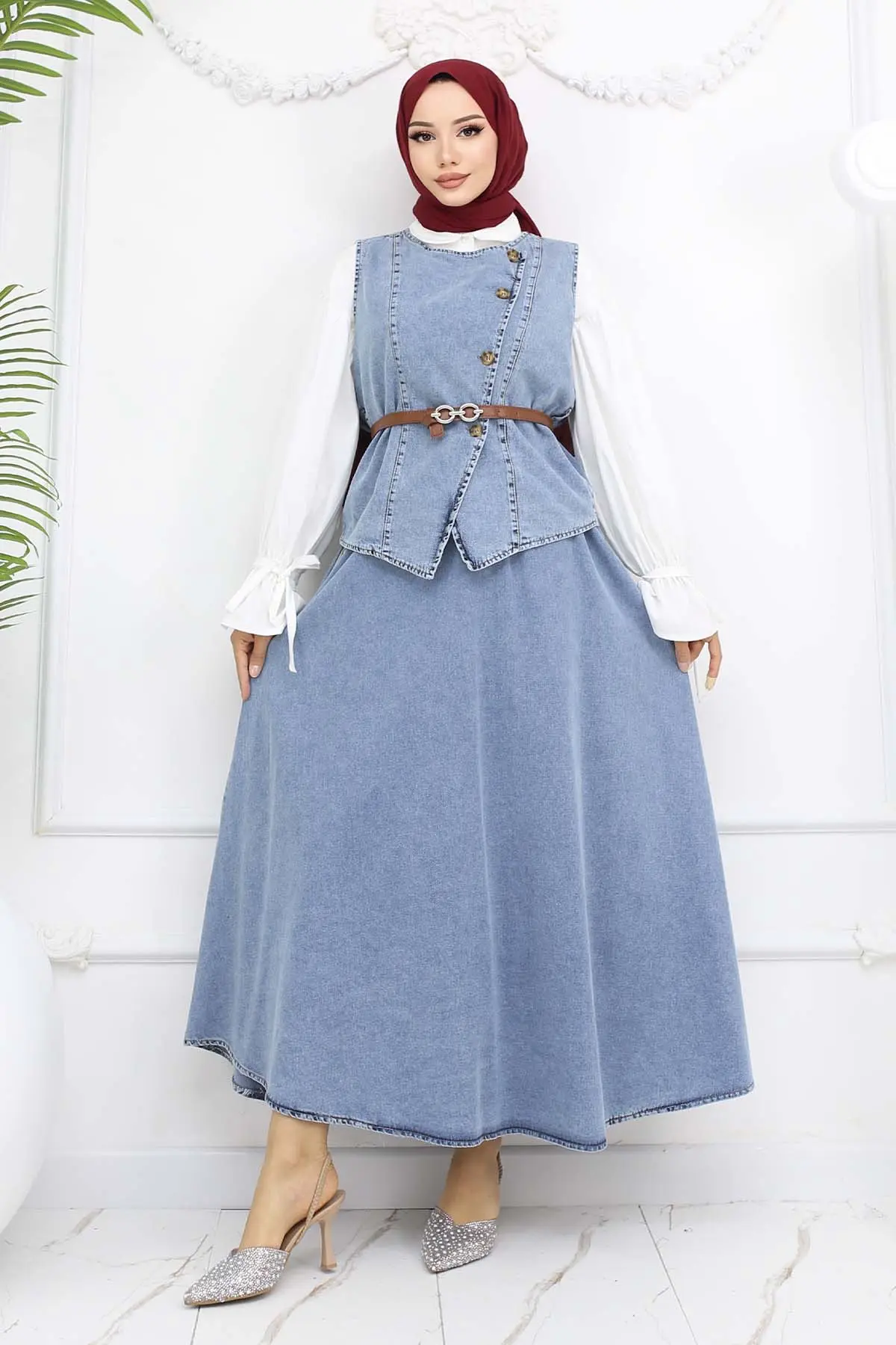 Yelek Etek İkili Kot Takım Mavi 357-detail