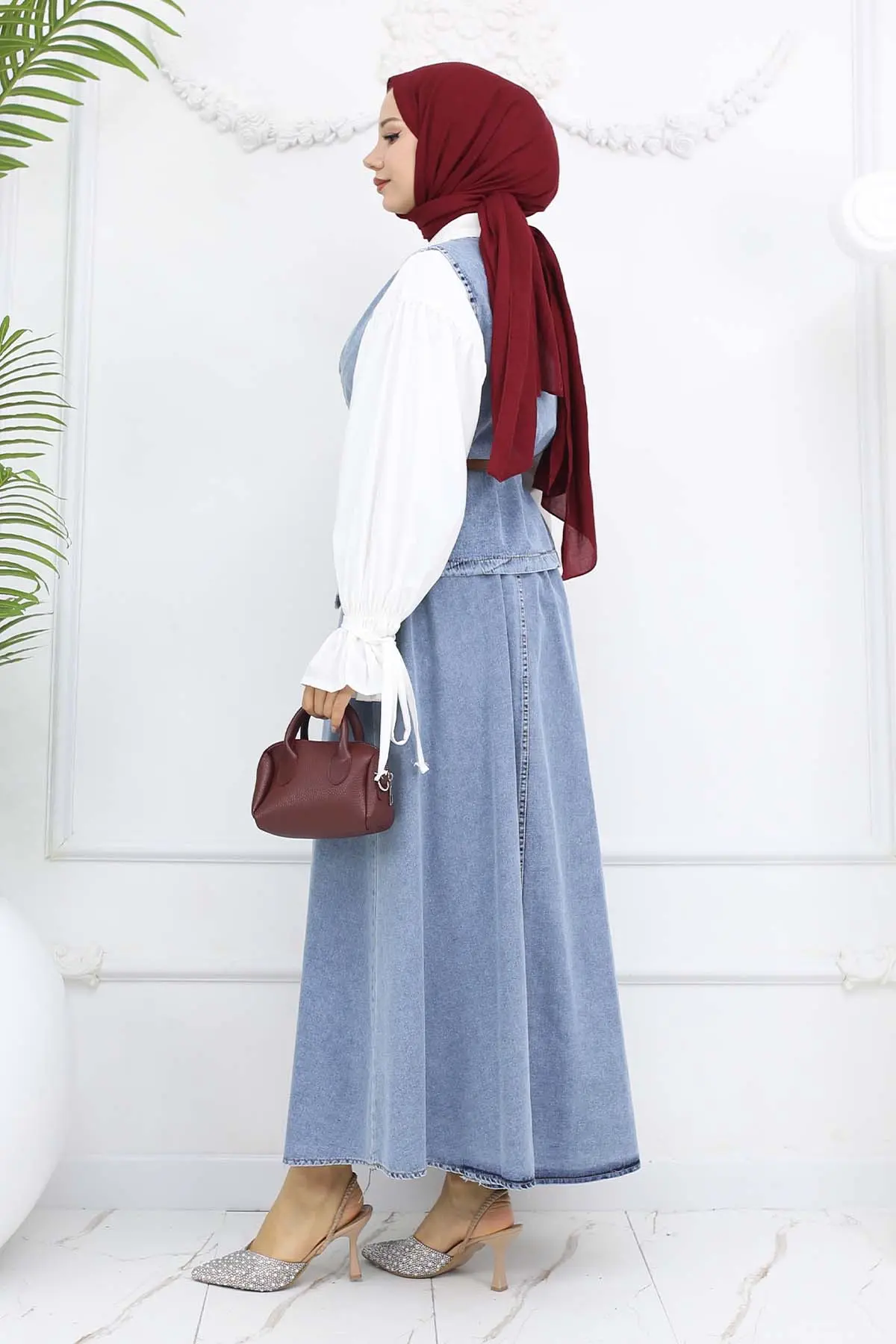 Yelek Etek İkili Kot Takım Mavi 357-detail