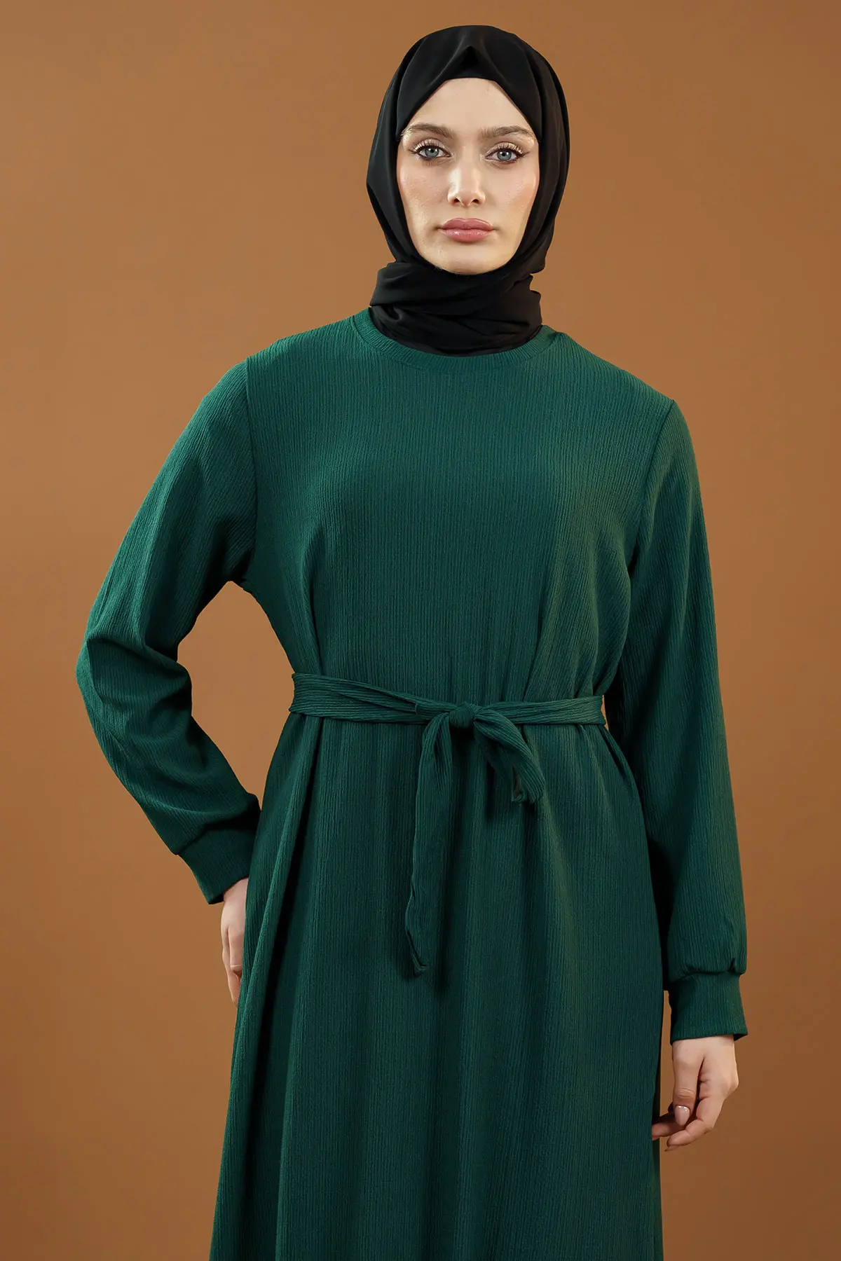 Yeni Sezon Bürümcük Haki Elbise-detail