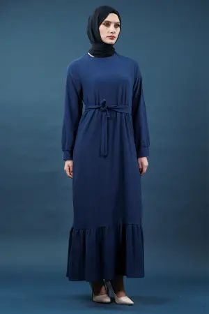 Yeni Sezon Bürümcük Lacivert Elbise