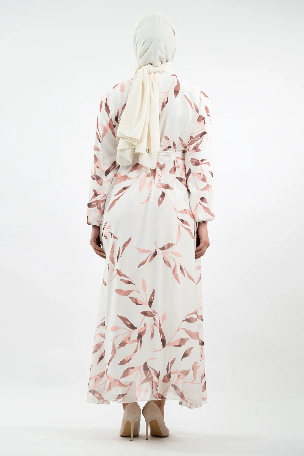 Yeni Sezon Çiçek Desenli Tesettür Elbise-detail