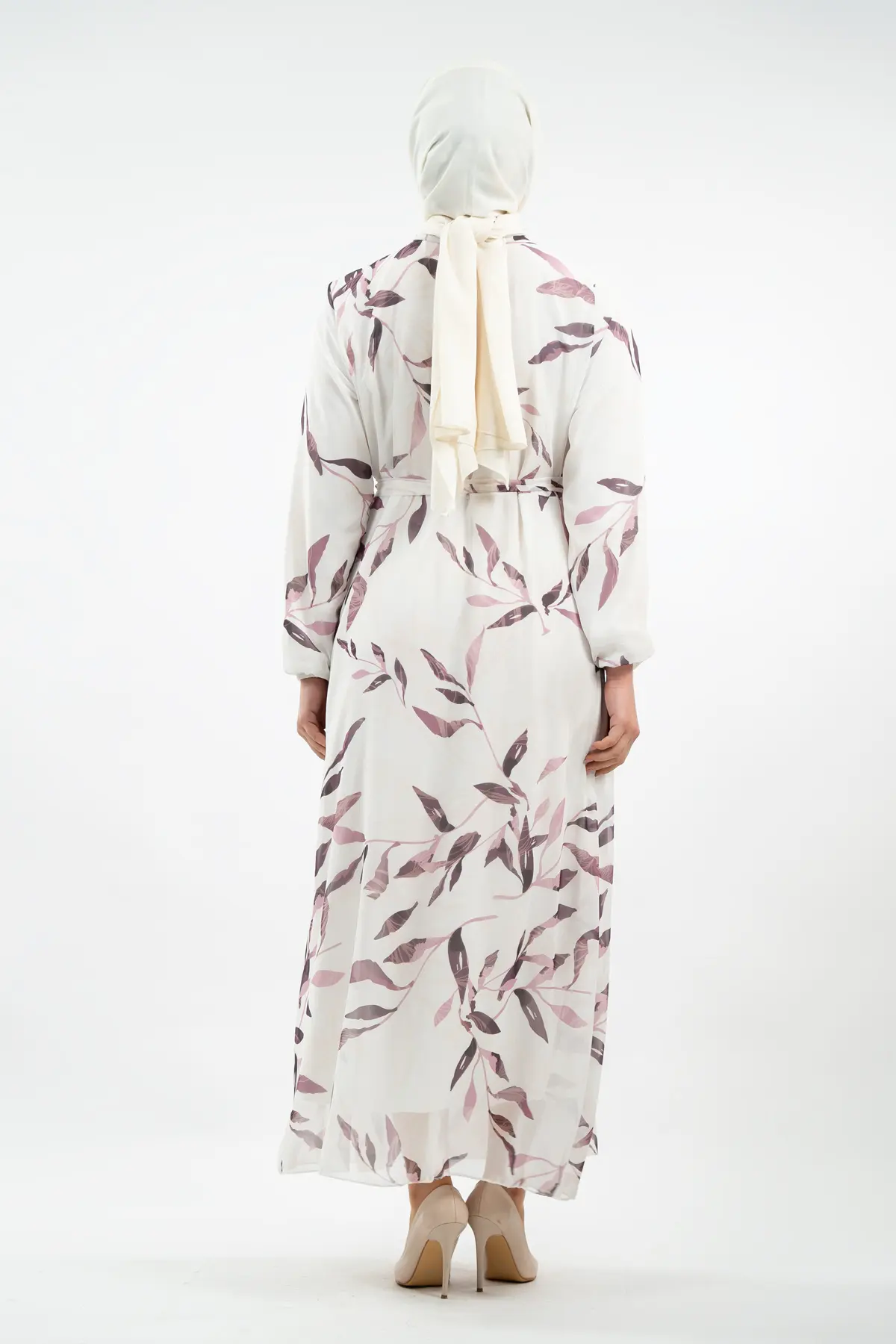 Yeni Sezon Çiçek Desenli Tesettür Elbise-detail