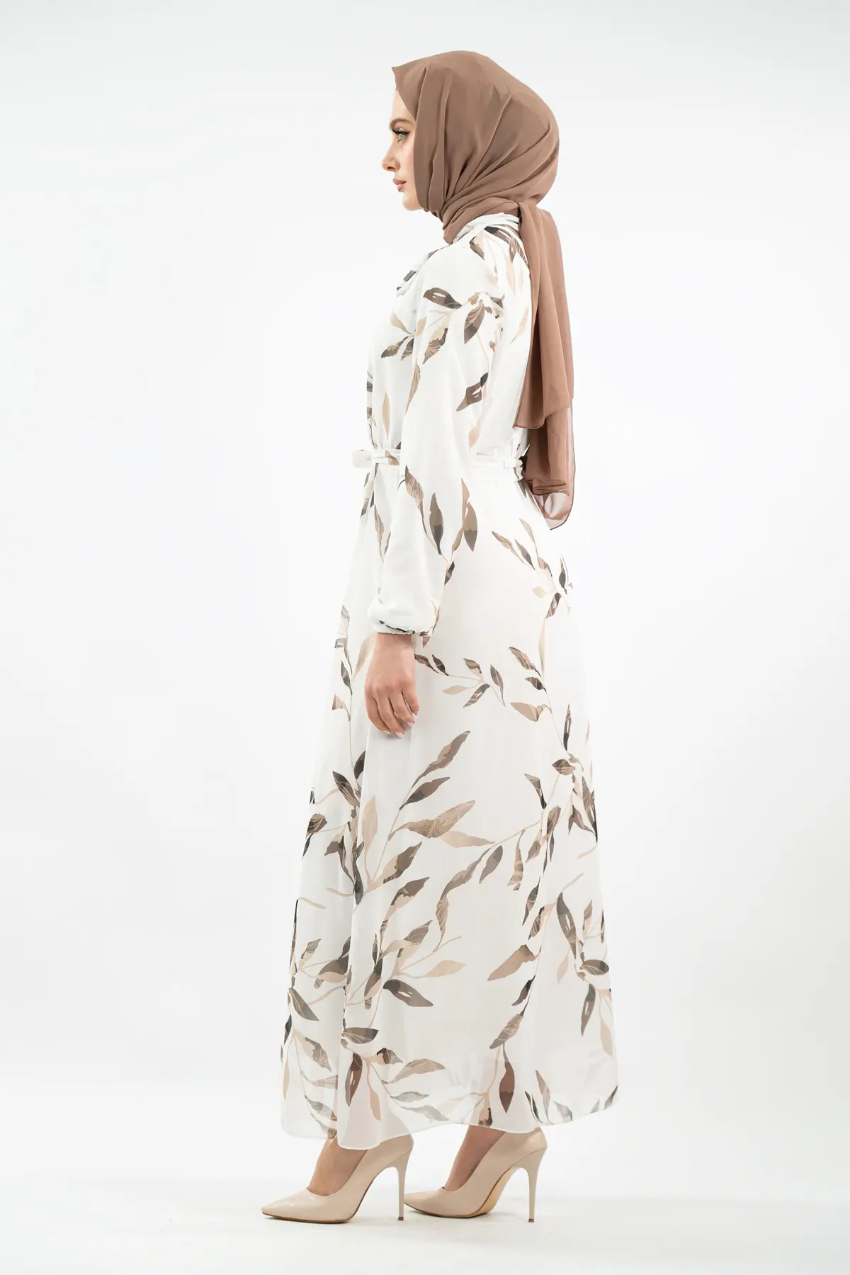 Yeni Sezon Çiçek Desenli Tesettür Elbise-detail