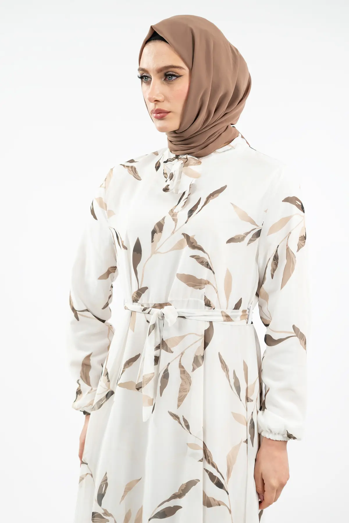 Yeni Sezon Çiçek Desenli Tesettür Elbise-detail