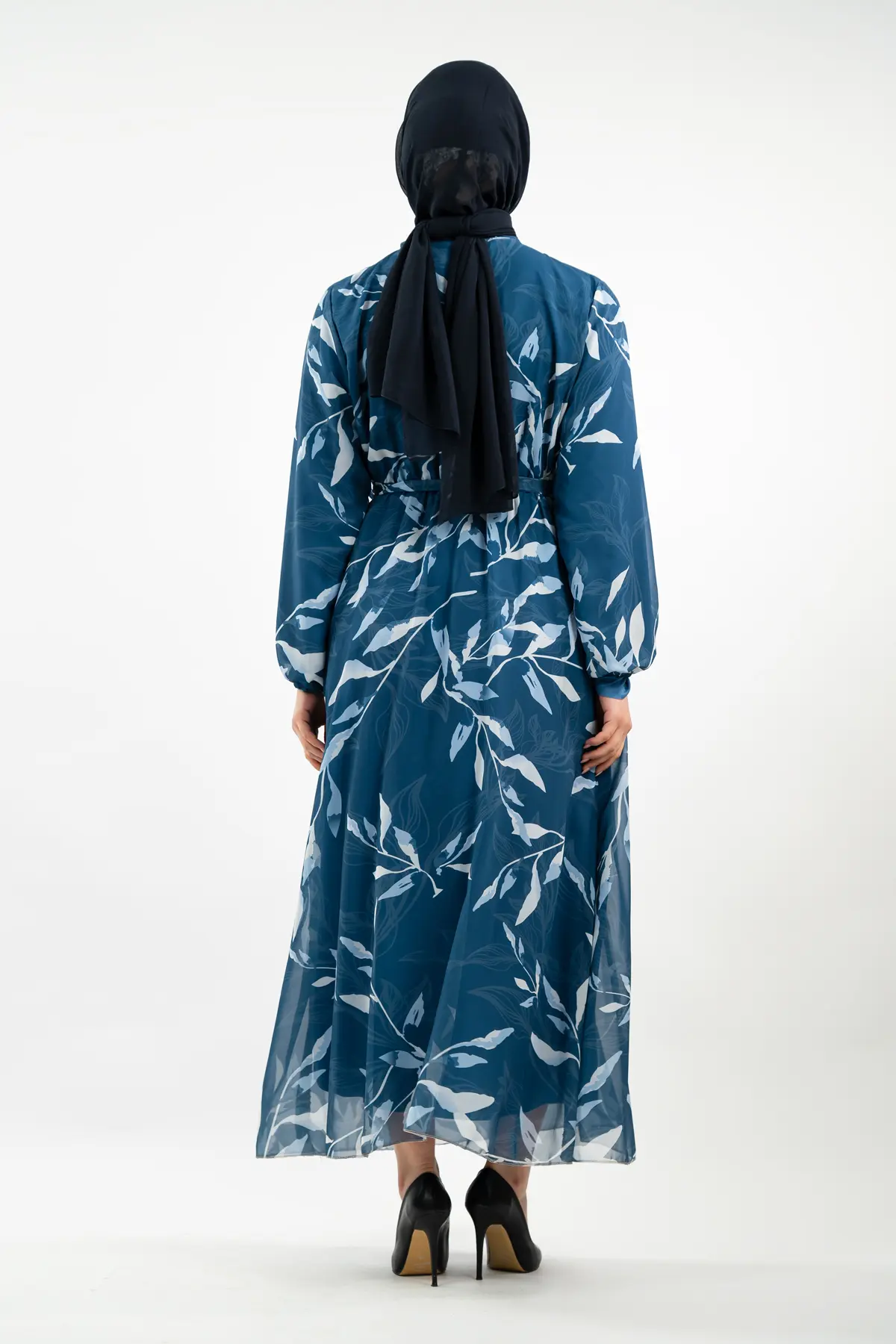 Yeni Sezon Çiçek Desenli Tesettür Elbise-detail