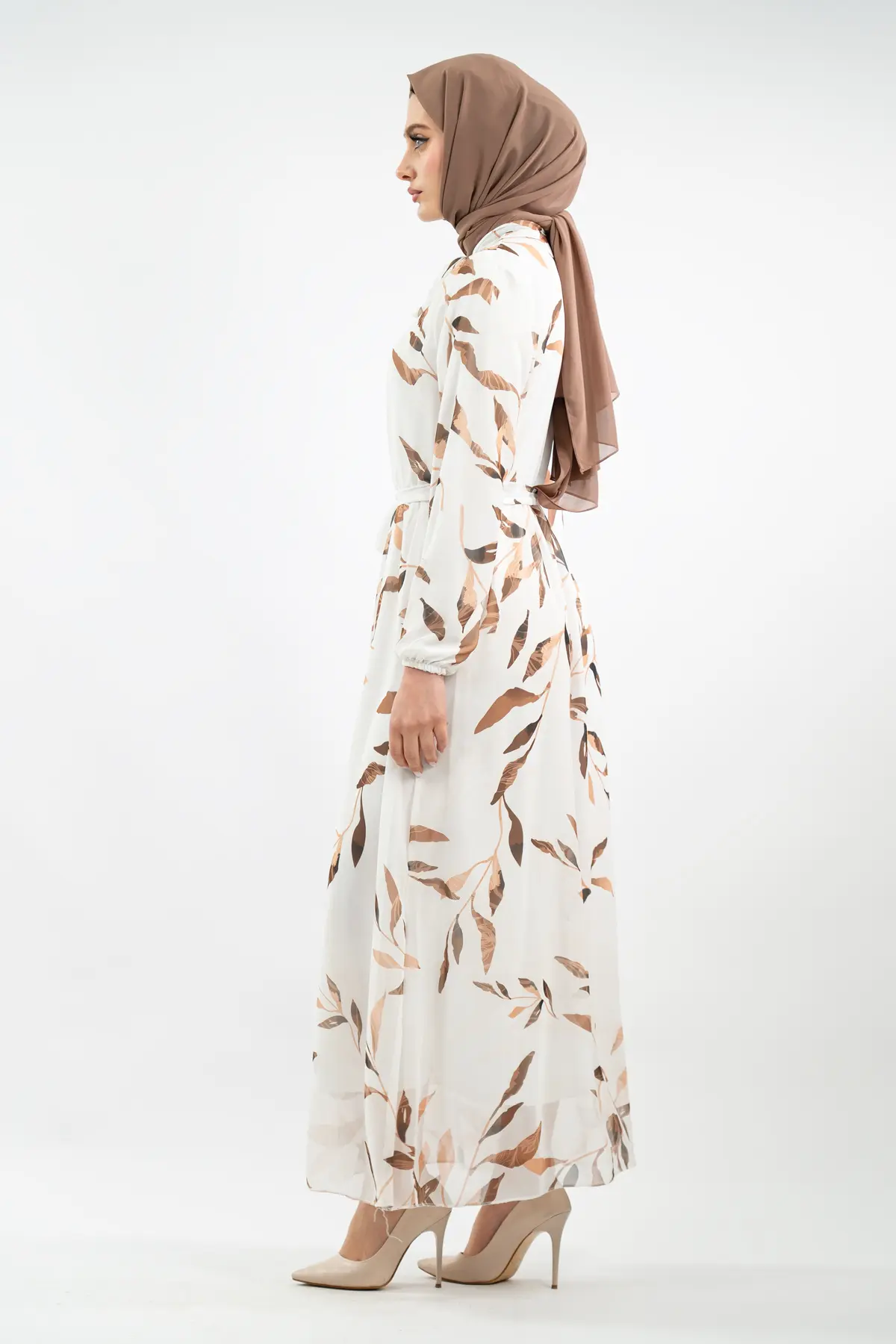 Yeni Sezon Çiçek Desenli Tesettür Elbise-detail