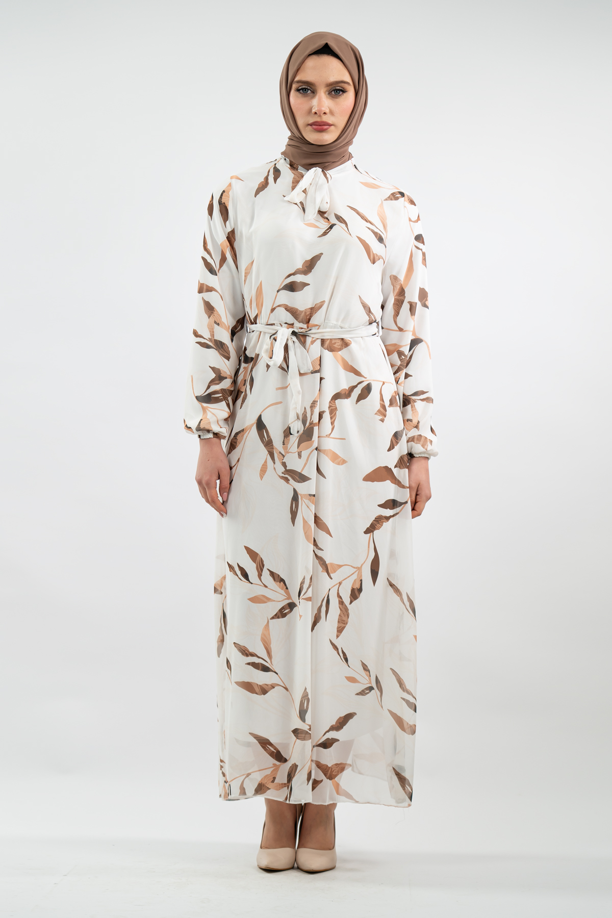 Yeni Sezon Çiçek Desenli Tesettür Elbise