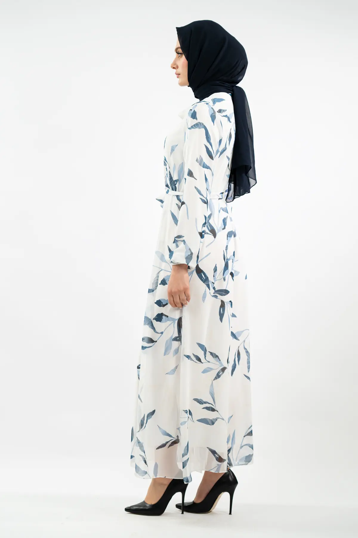 Yeni Sezon Çiçek Desenli Tesettür Elbise-detail