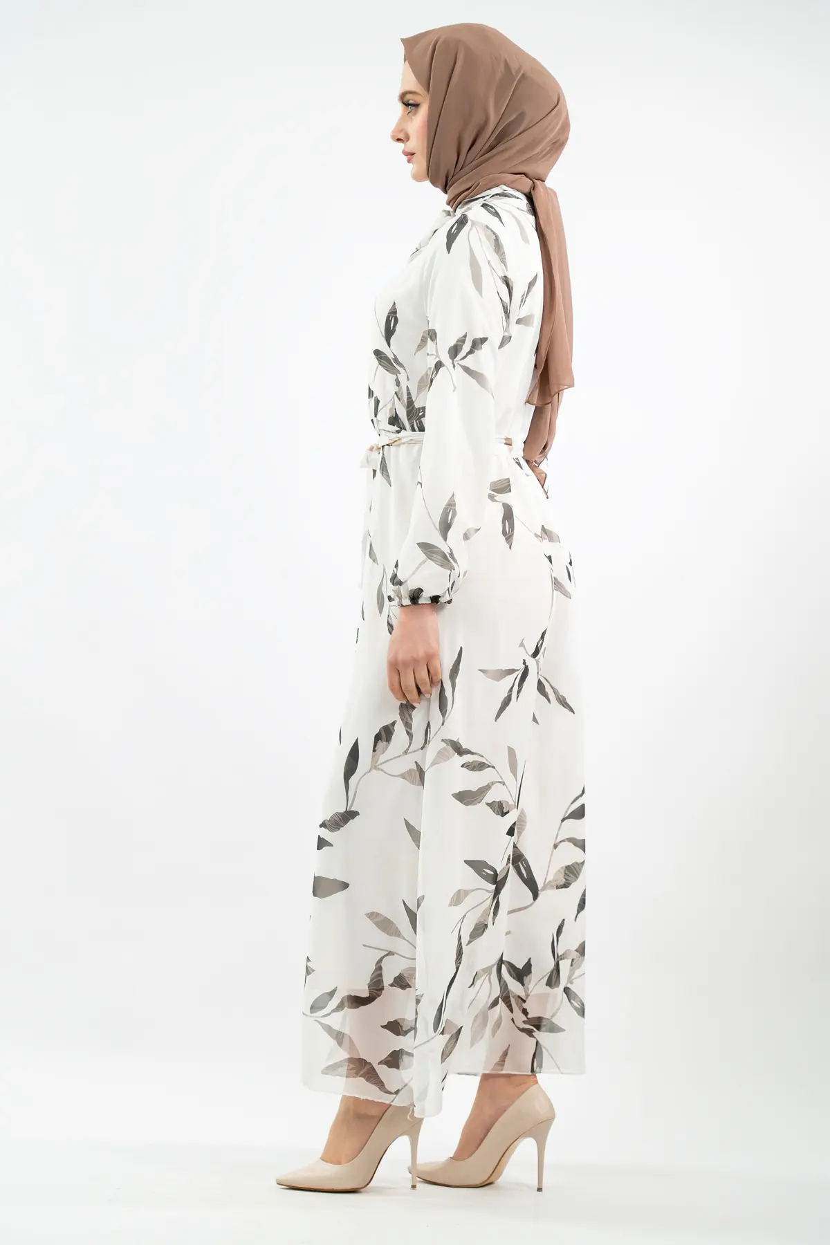 Yeni Sezon Çiçek Desenli Tesettür Elbise-detail