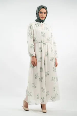 New Season Floral Patterned Hijab Dress