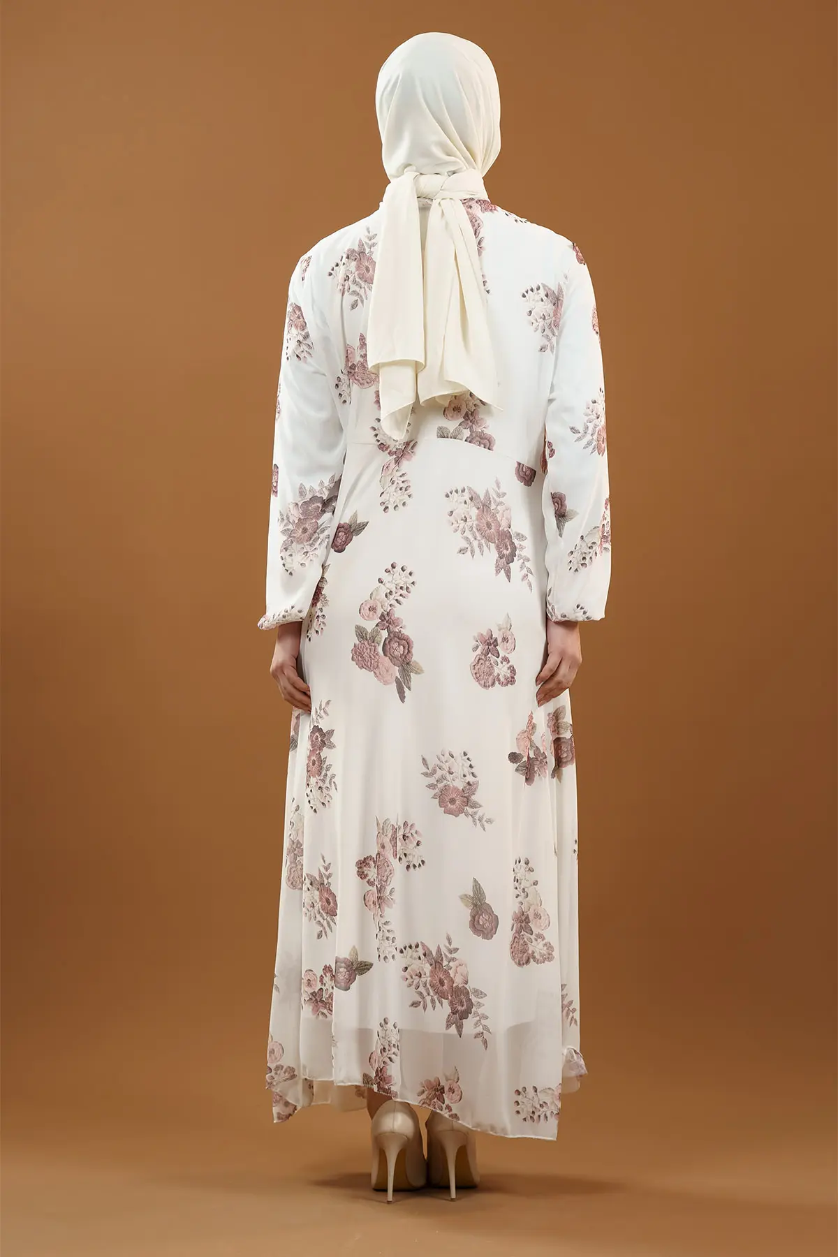 Yeni Sezon Çiçek Desenli Tesettür Elbise-detail